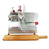 Berkel Aufschnittmaschine Pro Line XS 25 in Silber - Der Profi Allesschneider für Ihre Küche - Höchste Präzision und Leistung +100% handgefertigtes Servierbrett Unikat aus Eiche