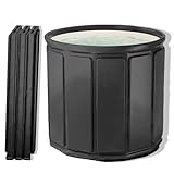 AYES Faltbare Badewanne für Erwachsene, Tragbare Eisbadewanne für Kaltwassertherapie Training, Outdoor Tauchwanne, Freistehende Badewannen für Dusche Spa Sauna (Schwarz, 80cm*80cm*65cm)