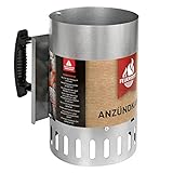 FEUERGOTT Anzündkamin Premium Big XXL – Edelstahl Grillanzünder mit natürlichem Zugmechanismus, für Holzkohle, Briketts und BBQ-Grill, hitzebeständiger Griff und Hitzeschutzblech, 27 x 17 x 27,5 cm