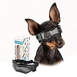 PETLESO Hunde-Sonnenbrille für kleine Rassen mit Anti-UV-Windschutz und Augenschutz, Haustier-Sonnenbrille mit verstellbaren Riemen für Autofahren/Aktivitäten im Freien – Schwarz