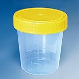 Urinbecher 100 ml mit Schraubdeckel gelbsteril (5 Stck.)