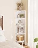 Apetaccat Eckregal, Ecke Bücherregal mit 5 Ebenen,Pflanzenregal, Anzeige Aufbewahrungsregal für Wohnzimmer,Büro,Schlafzimmer,127x29x29cm, Weiß