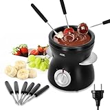 ADE elektrisches Schokofondue 250ml mit 6 Spießen | 2 Temperaturstufen zum Schmelzen und Warmhalten | Temperiergerät für Schokolade und Kuvertüre | herausnehmbare teflonbeschichtete Schüssel