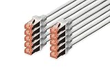 DIGITUS LAN Kabel Cat 6 - 1m - 10 Stück - RJ45 Netzwerkkabel - S/FTP Geschirmt - Kompatibel zu Cat 6A & Cat 7 - Grau