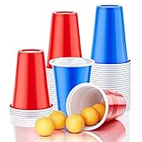 Urtioty Bierpong Becher Set, Beer Pong Becher Enthält 50 Becher und 12 Tischtennisbälle, 500ML Beerpongbecher Partybecher für Party Trinkspiele Weihnachten Camping Geburtstag Hochzeit