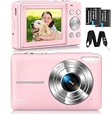 CAMKORY Digitalkamera Fotokamera FHD 1080P 44MP Kompaktkamera 16X Digitalzoom Fotoapparat Digitalkamera Klein Einfache Bedienung Selfie mit 2 Akku für Kinder Anfänger Mädchen