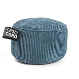 Lumaland Sitzsack Pouf aus Cord | Kompakter 50L Gaming Pouf mit 3-in-1-Funktion: bequemer Hocker, praktisches Tischchen & stylischer Indoor Fußschemel | Ø 25 x 45 cm [Dunkelblau]