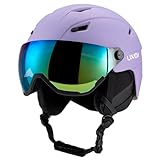 ERYUE Verstellbarer Snowboardhelm für Damen und Herren, Stoßfester Skihelm mit Schutzbrille, Ideal für Wintersportler, PC-EPS-Material, Schwarz/Weiß/Orange/Lila (M)