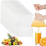 Pavlleen 10 Stück Nussmilchbeutel 20x30 cm wiederverwendbar waschbarer Nylon Filterbeutel mit Kordelzug feingewebtes Passiertuch für Nussmilch Käse Kaffee Joghurt Fruchtsaft Gemüsesaft