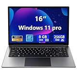 Waxuor 16 Zoll Laptop, 8 GB DDR, 256 GB SSD, Notebook, erweiterbar auf 1 TB, Quad-Core Pentium Prozessor bis zu 2,6 GHz, 9000 mAh Akku, Min Schnittstelle