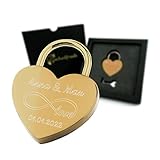 Geschenkfreude Liebesschloss mit Gravur witterungsbeständig - personalisierte Geschenke für Paare zu Weihnachten - kleine Geschenke Weihnachten - Geschenk für Sie - Schloss mit Gravur Gold