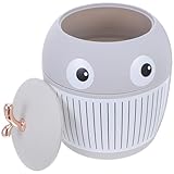 Homoyoyo Kleiner Mülleimer mit Deckel aus Kunststoff Kompakter Schreibtisch Abfalleimer für Büro Kinderzimmer und Küche Geruchsdicht und Platzsparend