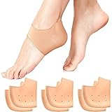 3 Paar Gel Fersenpolster, Fersenschutz Silikon Pads, Heel Protector, Ferse Socken für Fersensporn Plantarfasziitis, Fersenschmerzen, Trockene Rissige Ferse für Männer und Frauen(Nackt)