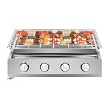 Grill Gas Elektrogrill, Grill Elektrisch mit Grill-Platte, Abnehmbare Elektrogrill mit 4 Steuerschalter, Tischgrill Elektrisch für Außenbereich Garten Terrasse und Balkon, 58 * 40 * 20cm