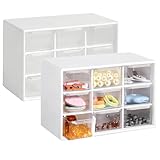Zyiphor 2 Stück Bastelbox Aufbewahrung mit 9 Mini Schubladen Organizer Desktop Aufbewahrungsbox Bastel Organizer Schubladen für Bürobedarf Zubehör