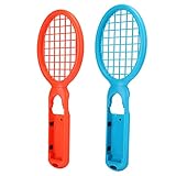 Haofy Tennis-Game-Controller-Schläger, Bewegungserkennung, ABS-Material, 11,6 X 4,3 Zoll, Kompatibel mit Spielekonsole (Rot + Blau (Farbfeld))