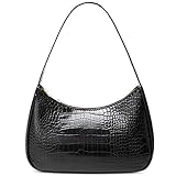 CYHTWSDJ Schultertaschen für Damen, niedliche Hobo Tote Handtasche Mini Clutch Geldbörse mit Reißverschluss, Krokodil und Schwarz