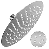 EnYatan Duschkopf Regendusche 8 Zoll, 304 Edelstahl Regenduschkopf Verstellbarer Kopfbrause mit 3 ultrakleine 0,4 mm Auslasslöcher Anti-Kalk Kopfbrause Rund Regendusch(Gebürsteter Lack,20cm)