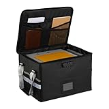 Relaxdays Dokumententasche, feuerfest, wasserdicht, DIN A4, Dokumentenkoffer mit Zahlenschloss, Tragegriffe, schwarz