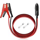 HATMINI 3 m Krokodilklemme auf Zigarettenanzünder-Stecker, 12 V/24 V, 18 AWG, Zigarettenanzünder-Stecker auf Batterieklemmen, Adapter-Verlängerungskabel