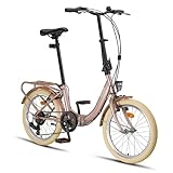 PACTO-Eight Hochwertiges Faltrad 27cm Stahlrahmen 20 Zoll Doppelwandige Aluminiumfelgen 6 Gang Shimano Umwerfer Klapprad Faltrad Zusammenklappbares Kompaktes Falträder Erwachsene (Lavendel)