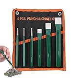 Loch-Set, robuste Metallwerkzeuge für Holzbearbeitung, Set mit 6 Stanzen und Meißeln, kalt, konisch, zum Schnitzen von Zement, Holz, Metall, Stein, Schränke, Möbel