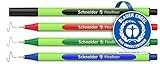 Schneider Line-Up Fineliner (Strichstärke 0,4 mm, aus biobasiertem Kunststoff, ausgezeichnet mit Der blaue Engel) 4 Stück, sortiert