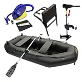Waterside Schlauchboot Hunter-SP 235 inkl. Elektromotor & Halterung | Paddelboot inkl. Paddel, Pumpe | Sportboot, Angelboot