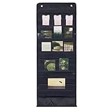 CRAFTYMELODY 1 Stück 35.43x13.19 Zoll Große Taschentafel Für Klassenzimmerwörter Mit 13 transparenten Taschen Schwarze Wiederverwendbare Satzstreifen Taschentafel Für Wortwandtaschen