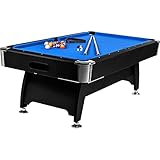 GAMES PLANET 7 ft Billardtisch Premium“ + Zubehör, 9 Farbvarianten, 214x122x82 cm (LxBxH), schwarzes Dekor, blaues Tuch