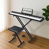 Bonnlo GPP-101 88 Tasten Halb-Gewichtetes Digitalpiano mit Dual-X-Form Ständer, Bluetooth (Audio & MIDI), Kopfhörer, Sustain Pedal und LED-Display, ideal für Anfänger und Fortgeschrittene, Schwarz