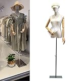 Jueraori Schaufensterpuppe Körper Weiblich, Schneiderpuppe mit Holz Armen, Mannequin Torso mit Verstellbare Höhe 140-190cm, Damenbüste Kleiderpuppe Ausstellungsstand (Farbe : Schwarz, Größe : M)