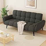 HIPIHOM Sofa Mit Schlaffunktion, Klappsofa Sofa 3 Sitzer, Schlafsofa 155x85cm, Bequemes Geeignet Für Wohnzimmer, Büro, Lounge, Zimmer, Schlafzimmer (Dunkelgrau)