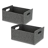 Bada Bing 2er Set stabiler Filzkorb in anthrazit für Regal und Kleiderschrank - faltbarer Organizer - kleiner Faltkorb zur Aufbewahrung - Aufbewahrungsbox aus Filz Korb Box