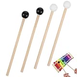 Ouligay 2 Paar Gummi Xylophon Mallet Percussion mit Holz Griff Schlägel Percussion Sticks,Holzschlägel für Kinder, Rhythmus Sticks Gummi Trommelstöcke für Xylophon Glockenspiel Holzblock Glockenspiel