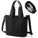 Aucuu Handtasche Canvas, Canvas Tasche Damen Umhängetasche Damen, Canvas Tote Bag Schultertasche Shopper mit Reißverschluss für Alltag, Schule, Einkaufen, Arbeit, Reisen