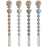 CNMTCCO Schnullerkette, 4PCS Silikon Schnullerkette, mit Anti-Verlust-Clip, sicher & tropffrei, weich & langlebig, BPA-frei, für Cup Catcher Baby, Flaschen, Beißring, Hochstühle