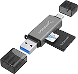SABRENT SD, Micro SD Kartenleser, USB typ C 3.2 gen 1 Kartenleser, 5Gbps High Speed Externe Kartenlesegeräte OTG Adapter unterstützt MMC/TF/SDXC/SDHC/Micro SDHC/Micro SDXC, für PC, usw (CR-BCA2)