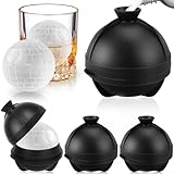 Eiswürfelform Kugel Silikon Set, 4 XXL Groß Eiskugelform mit Deckel & Trichter, Star Wars Wiederverwendbar Eiswürfelformen Rund, BPA Frei Eiswürfel Form Eiswürfelbehälter für Bier Cocktail Whisky Wein