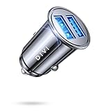 Zigarettenanzünder USB Ladegerät, 24W/4.8A Metall Mini USB Zigarettenanzünder Adapter Divi 2-Port Schnellladung Auto Ladegerät Kompatibel mit iPhone 14/13/12/11, iPad Air 2, Galaxy, Huawei (Schwarz)