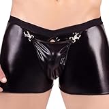 Herren-Pants Latex ähnliche Herren Boxershorts Leder Optik Wetlook sexy Unterwäsche Erotische Boxershorts Reizwäsche für Männer Sexy Wetlook Shorts Pants Front Pouch