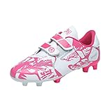 Agnueuty Fußballschuhe mit Stollen für Jungen Mädchen Athletics Football Schuhe Laceless Leichtathletik Trainingsschuhe Unisex Kinder,Rosa,EU31