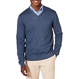 Amazon Essentials Herren Pullover-Pullover Mit V-Ausschnitt (Erhältlich In Groß und Schwer), Blau Heide, L