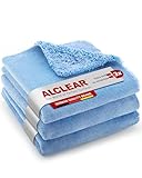 ALCLEAR 820203U_3 Auto Mikrofaser Poliertücher 3er Set 40x40 cm – superflauschig, ultraschallgeschnitten, Pkw Autoaufbereitung, Lackpflege, Felgenreinigung, streifenfrei, fusselfrei, hologrammfrei