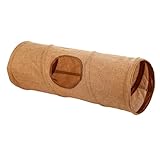 Kerbl Pet Nagertunnel, Spieltunnel, Nagerspielzeug, braun, 50cm, Ø18cm, Leinen, Nager, platzsparend, 3 Eingänge