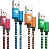 USB C Kabel, [4Stück 0.5M 1M 1.5M 2M] Ladekabel USB C Schnellladekabel Nylon USB Typ C Kabel Usbc Handy Ladekabel für Samsung Galaxy S20 Fe S22 S23 A54 5g, USB auf USB C Kabel für iPhone 15 16 Pro Max