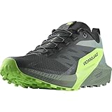 Salomon Herren Sense Ride 5 Traillaufschuhe, Black Laurel Wreath Green Gecko, 46 EU