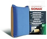 SONAX ScheibenSchwamm (1 Stück) nimmt Nässe mit einem Wisch auf und hinterlässt einen dünnen Film mit Antibeschlagwirkung | Art-Nr. 04171000, Gelb, Blau