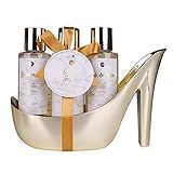 accentra MARBLE Badeset Geschenkset in wunderschönem, goldenem Pumps 4-teiliges Badeset Beautyset Pflegeset Duschset – für ein entspanntes SPAErlebnis