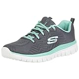 Skechers Damen Graceful-get Connected-12615 Sneakers, Charcoal Mesh Green Trim, 41 EU